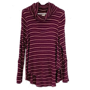 Free People Purple and Pink Striped Long Sleeve Top